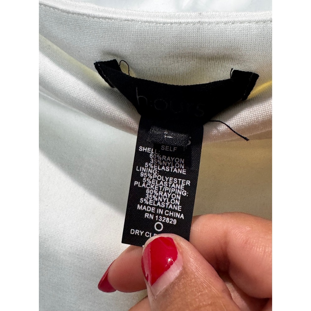 h:ours Milla Skirt Ivory White Black Piping Snap Button Wrap Mini Skirt Large - Picture 5 of 5